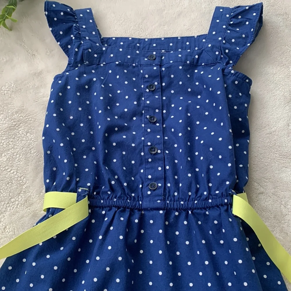 Gymboree Pocketful of Sunshine 5 Blue & White Polka Dot Dress EUC